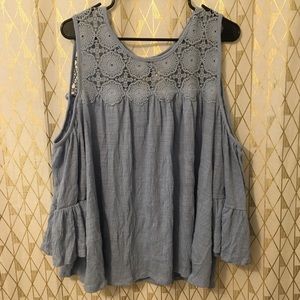 Blue Cold Shoulder Top